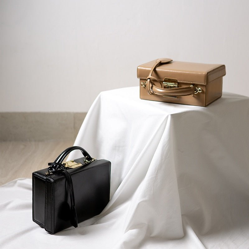 Vintaga Genuine Leather Box Tote - - Luxury bags by WAAMII