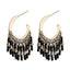 Vintage Bohemian Black Pearl Alloy Tassel Earrings Jewelry WAAMII   