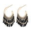 Boucles d'oreilles à pampilles en alliage de perles noires de style bohème vintage