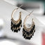 Vintage Bohemian Black Pearl Alloy Tassel Earrings Jewelry WAAMII   