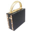Vintage Buckle Beaded Gold Sequined Flower Clutch Handbag-Acrylic-Black bags WAAMII   