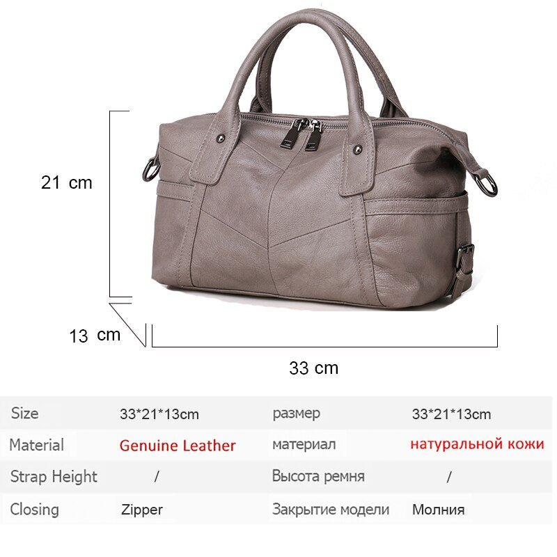 Vintage Designer Multi-pocket Genuine Leather Boston Bag - - Luxury bags by WAAMII