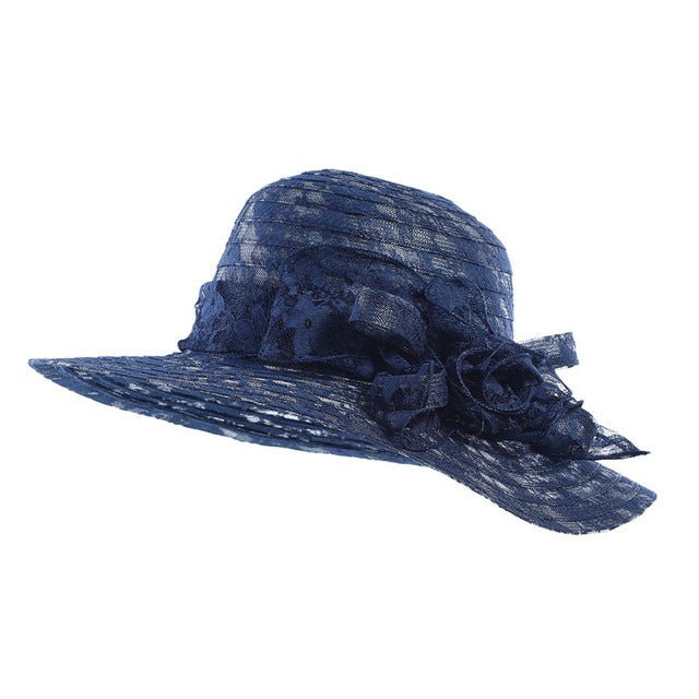 Vintage Floral Crown Womens Church Hats Lace Fascinator Hats Accessories WAAMII Blue  