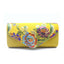 Vintage Floral Embroidered Suede Clutch Bag Evening Purse With Sling-Yellow - gold - Luxury bags by WAAMII