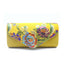 Vintage Floral Embroidered Suede Clutch Bag Evening Purse With Sling-Yellow bags WAAMII gold  
