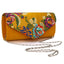 Vintage Floral Embroidered Suede Clutch Bag Evening Purse With Sling-Yellow bags WAAMII   