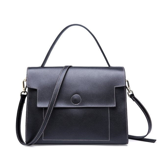 Vintage Genuine Leather Ladies Messenger Bag bags WAAMII Black  