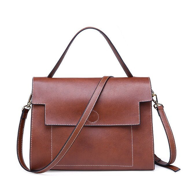 Vintage Genuine Leather Ladies Messenger Bag - Brown - Luxury bags by WAAMII
