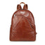 Vintage Glossy Genuine Leather Ladies Zippered Backpack bags WAAMII Brown 30x15x37 