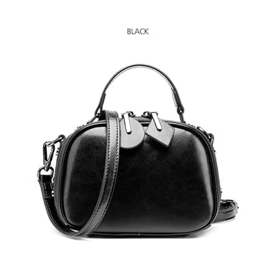 Vintage Ladies Oil Wax Leather Crossbody Bag bags WAAMII Black Mini(Max Length&lt;20cm) 