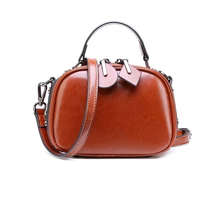 Vintage Ladies Oil Wax Leather Crossbody Bag - - Luxury bags by WAAMII