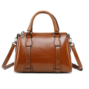 Vintage Ladies Oil Wax Leather Handbags Leather Satchel - - Luxury bags by WAAMII