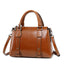 Vintage Ladies Oil Wax Leather Handbags Leather Satchel - Brown - Luxury bags by WAAMII