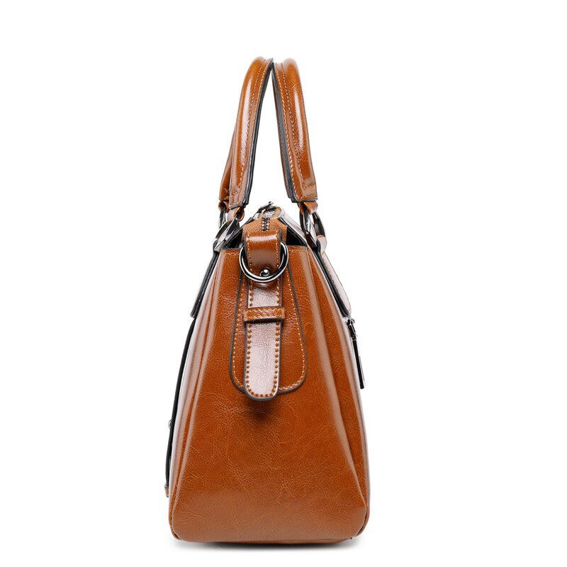 Vintage Ladies Oil Wax Leather Handbags Leather Satchel - - Luxury bags by WAAMII