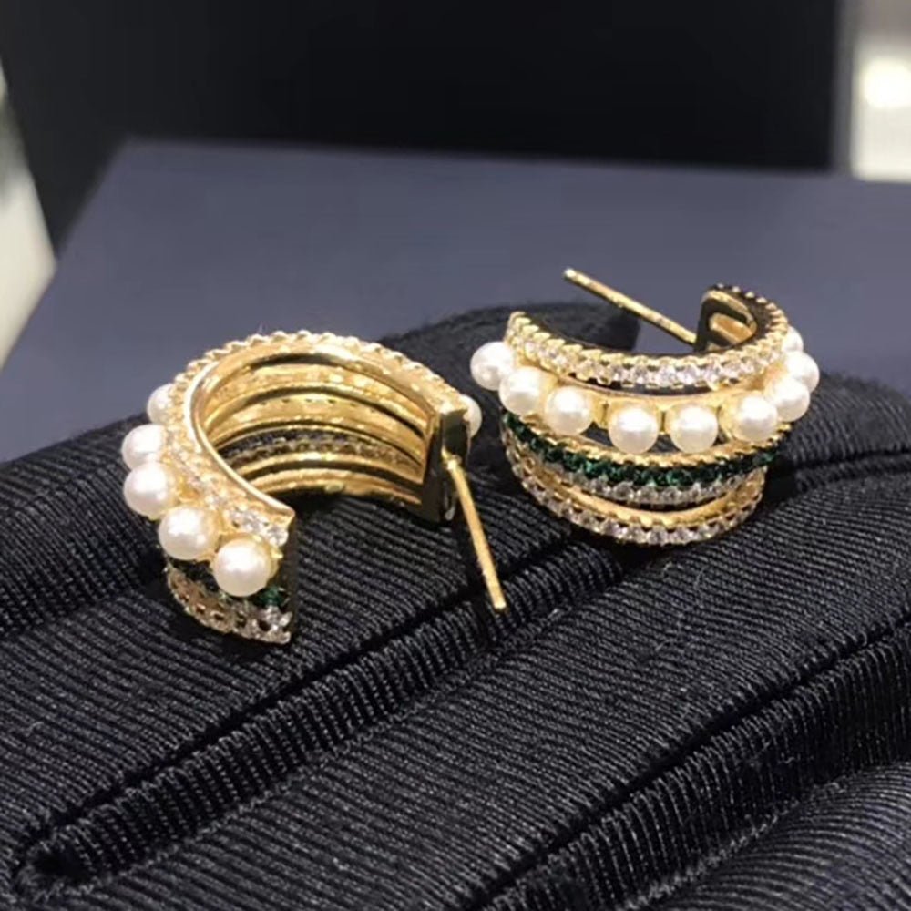 Vintage Style Multi-layer Pearl Geometric Circle Earrings Jewelry WAAMII   