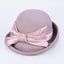 Vintage Winter Irregular Brim Bowknot Wool Cloche Fedora Hat Accessories WAAMII Pink  
