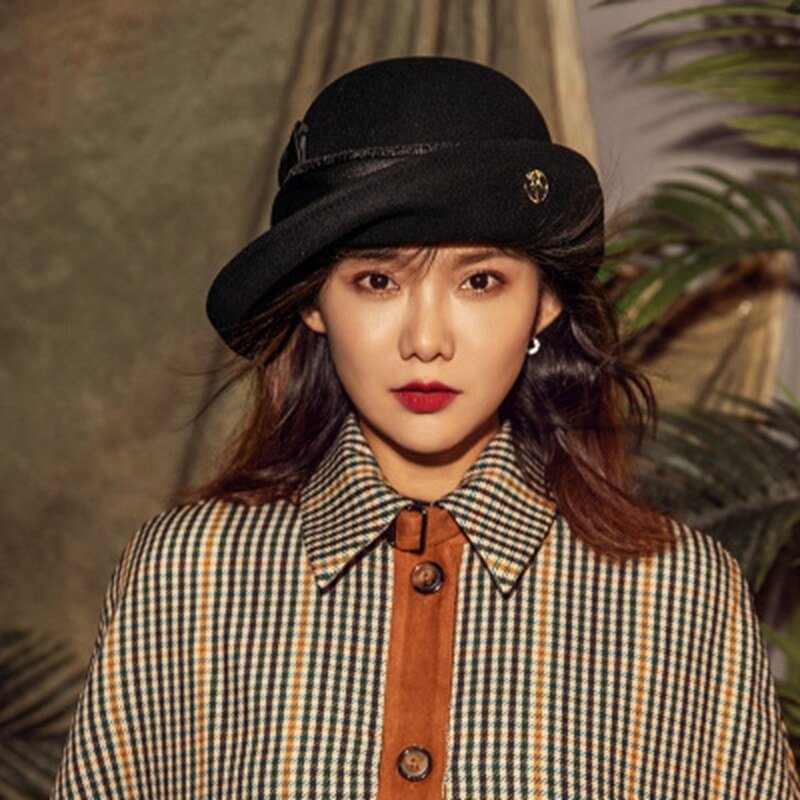 Vintage Winter Irregular Brim Bowknot Wool Cloche Fedora Hat Accessories WAAMII   