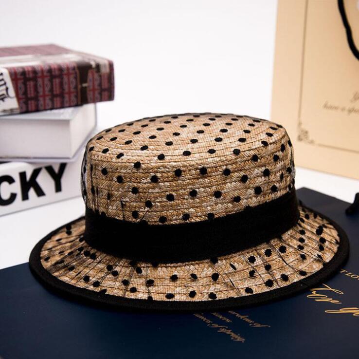Women Black Lace Sun Hats Straw Cap Beach Hat 55-58cm Accessories WAAMII   