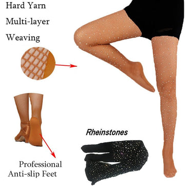 Women Sheer Sparkle Glitter Rhinestone Fishnet Pantyhose - - Luxury Accessories by WAAMII
