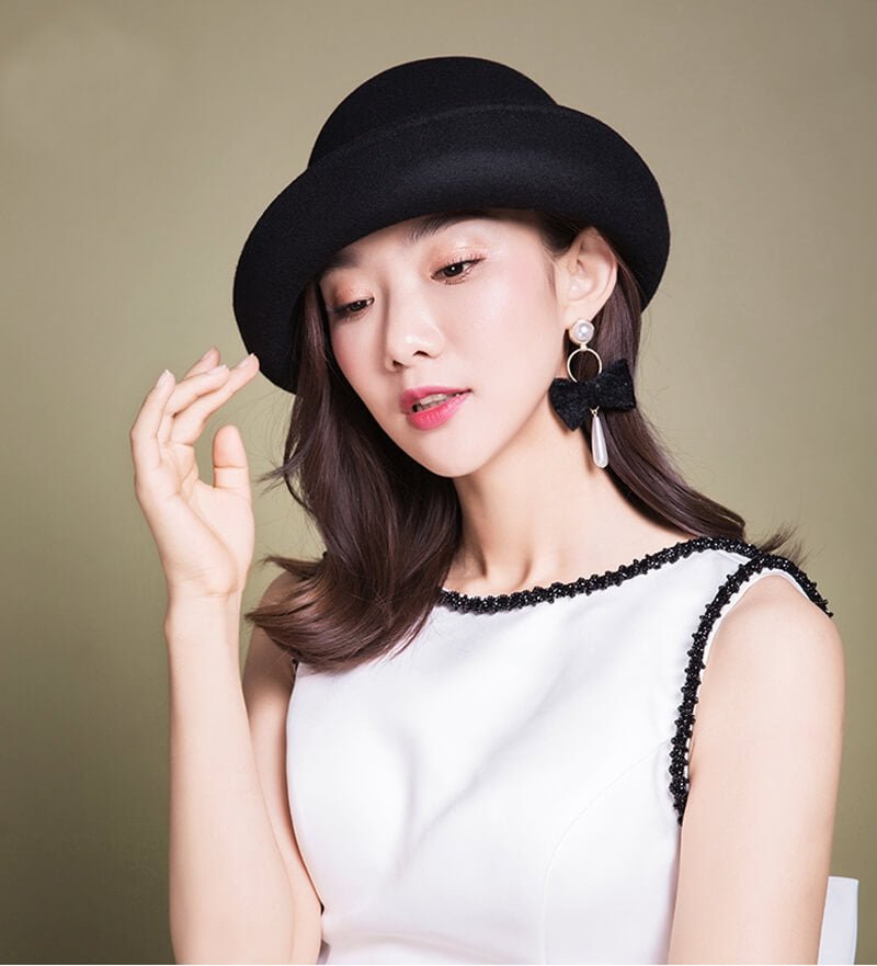 Women Solid Color Winter Wool Cloche Hat Accessories WAAMII   