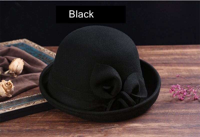 Women Solid Color Winter Wool Cloche Hat Accessories WAAMII Black M(56-58cm) 