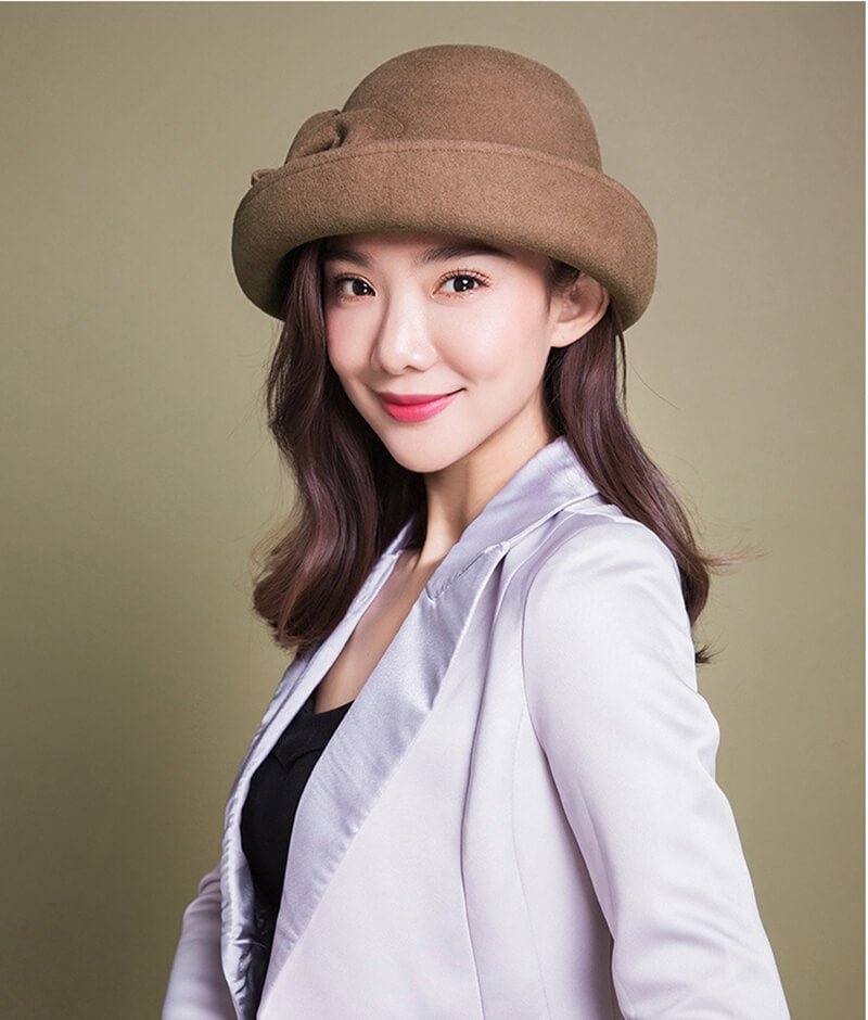 Women Solid Color Winter Wool Cloche Hat Accessories WAAMII   