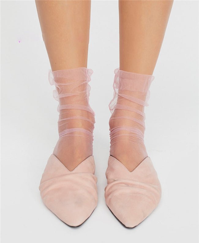 Women Summer Gauzy Fishnet Mesh Ankle Socks - - Luxury Accessories by WAAMII