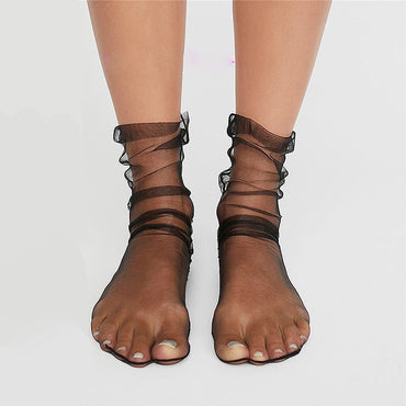 Women Summer Gauzy Fishnet Mesh Ankle Socks - - Luxury Accessories by WAAMII