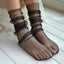 Women Summer Gauzy Fishnet Mesh Ankle Socks Accessories WAAMII black  