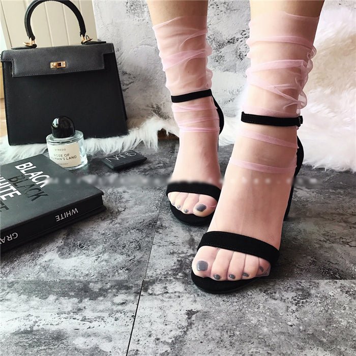 Women Summer Gauzy Fishnet Mesh Ankle Socks Accessories WAAMII   