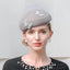 Women Wool Beret Veil Fascinator Butterfly Hat Church Hat WB3141 Accessories WAAMII   