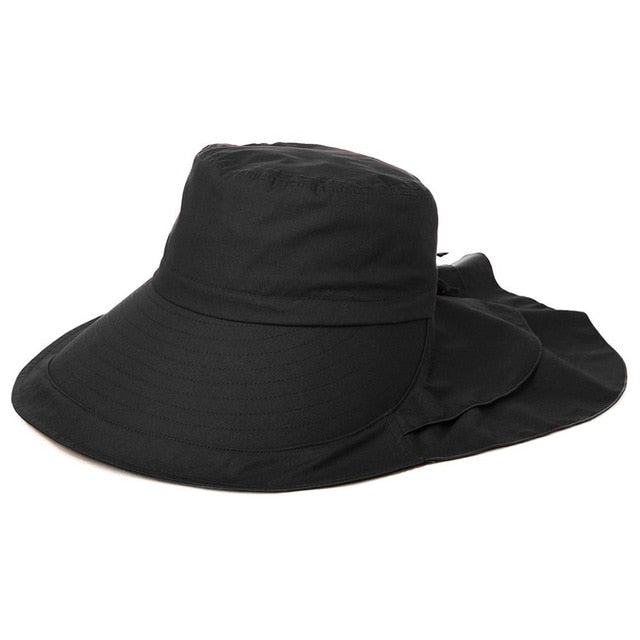 Women's Sun Catcher Shapeable Cotton Feel Hat UPF 50+With Adjustable Detachable Strap Accessories WAAMII Black  