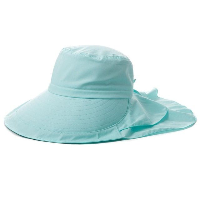 Women's Sun Catcher Shapeable Cotton Feel Hat UPF 50+With Adjustable Detachable Strap Accessories WAAMII Blue  