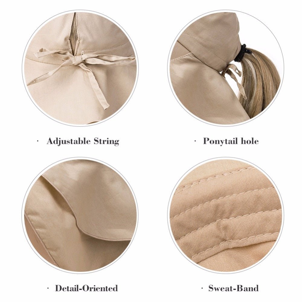 Women's Sun Catcher Shapeable Cotton Feel Hat UPF 50+With Adjustable Detachable Strap Accessories WAAMII   