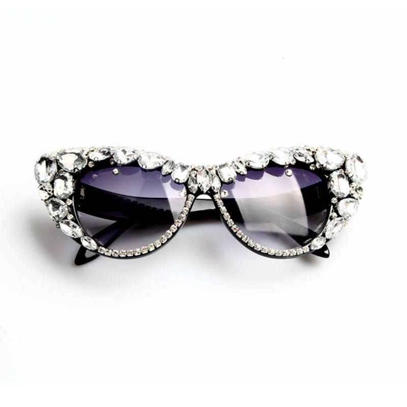 Womens Sunglasses Oversized Colorful Rhinestone Cat Eyes Sunglasses Vintage Shades Accessories WAAMII   