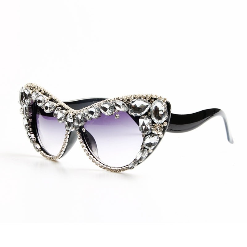 Womens Sunglasses Oversized Colorful Rhinestone Cat Eyes Sunglasses Vintage Shades Accessories WAAMII   