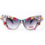 Womens Sunglasses Oversized Colorful Rhinestone Cat Eyes Sunglasses Vintage Shades Accessories WAAMII   