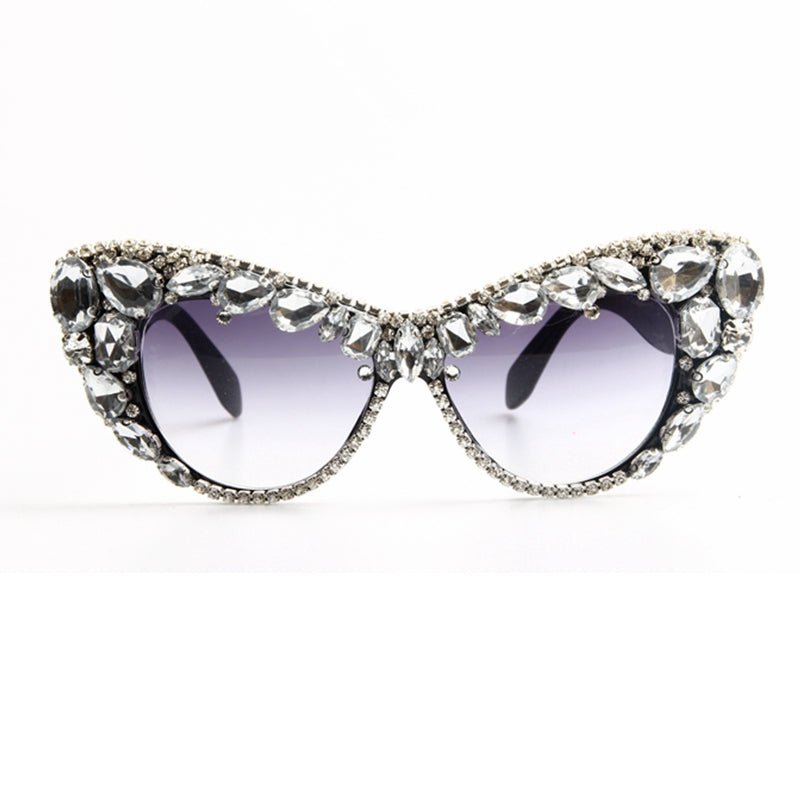 Womens Sunglasses Oversized Colorful Rhinestone Cat Eyes Sunglasses Vintage Shades Accessories WAAMII   