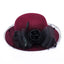 Wool Fascinator Silk Flower Derby Church Hat With Veil Accessories WAAMII wine  